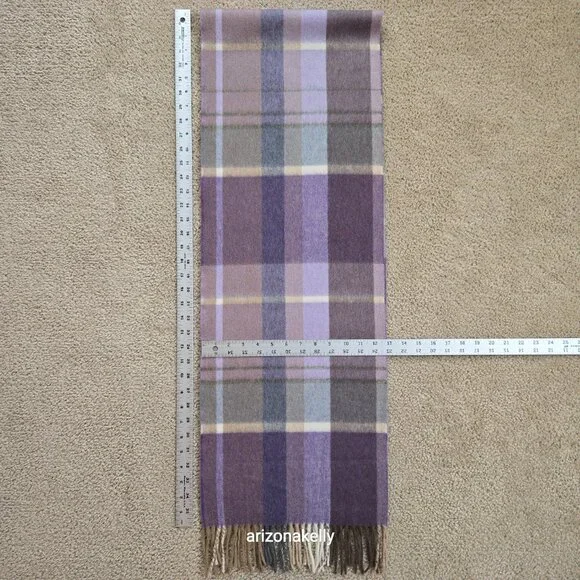 Luxurious Cashmere Scarf Purple Plaid Thick Plush - Picture 4 of 13
